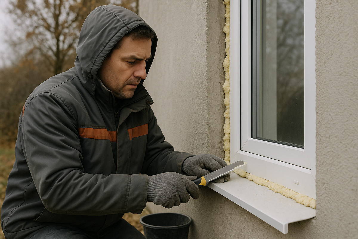 Обрезка пены на окнах