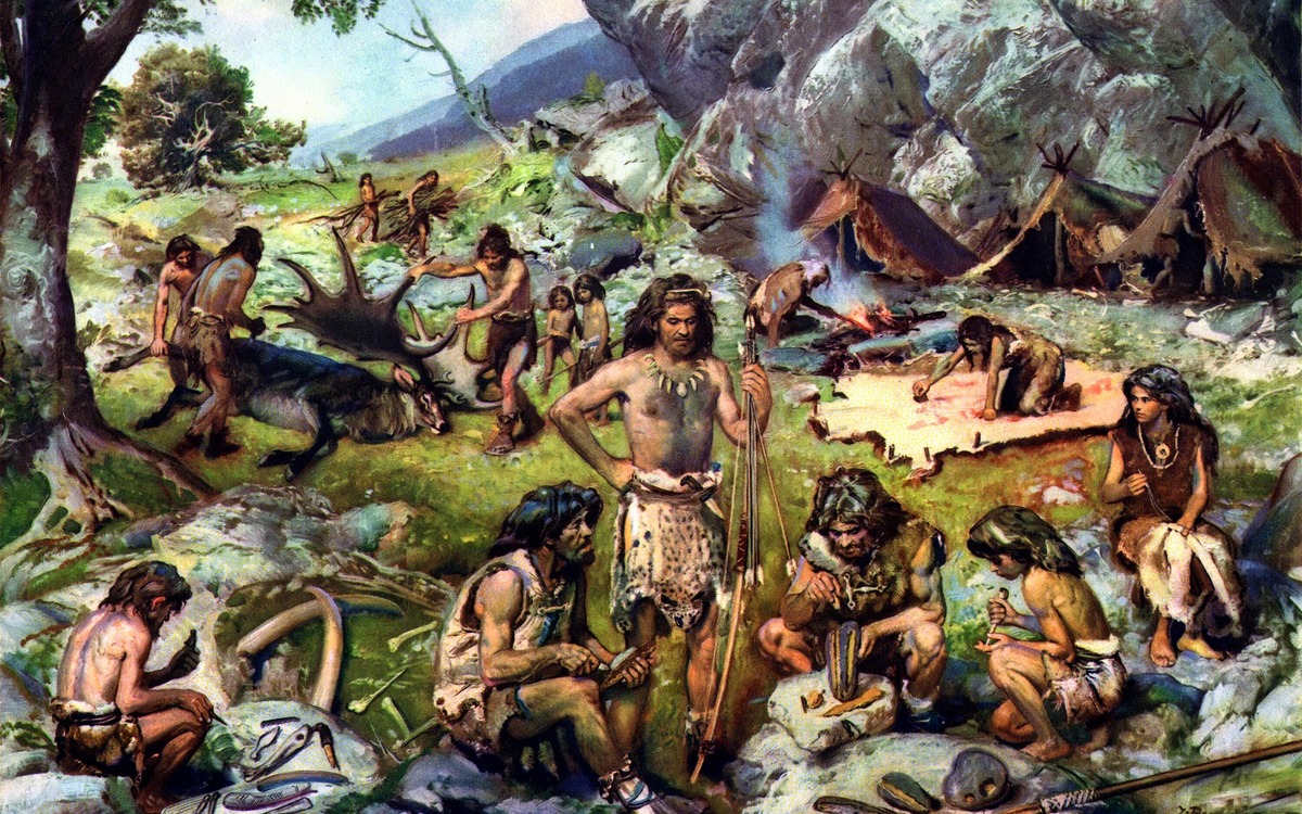 Первобытное племя, иллюстрация Зденека Буриана.