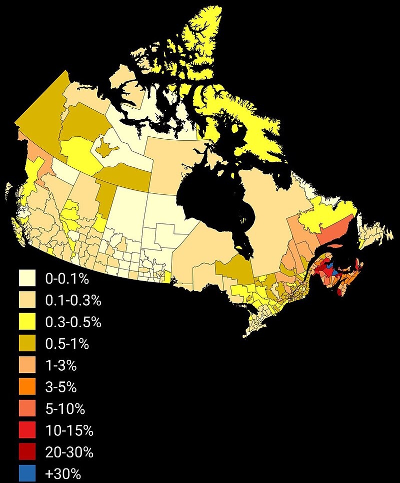 Места расселения акадийцев в Антантических провинциях