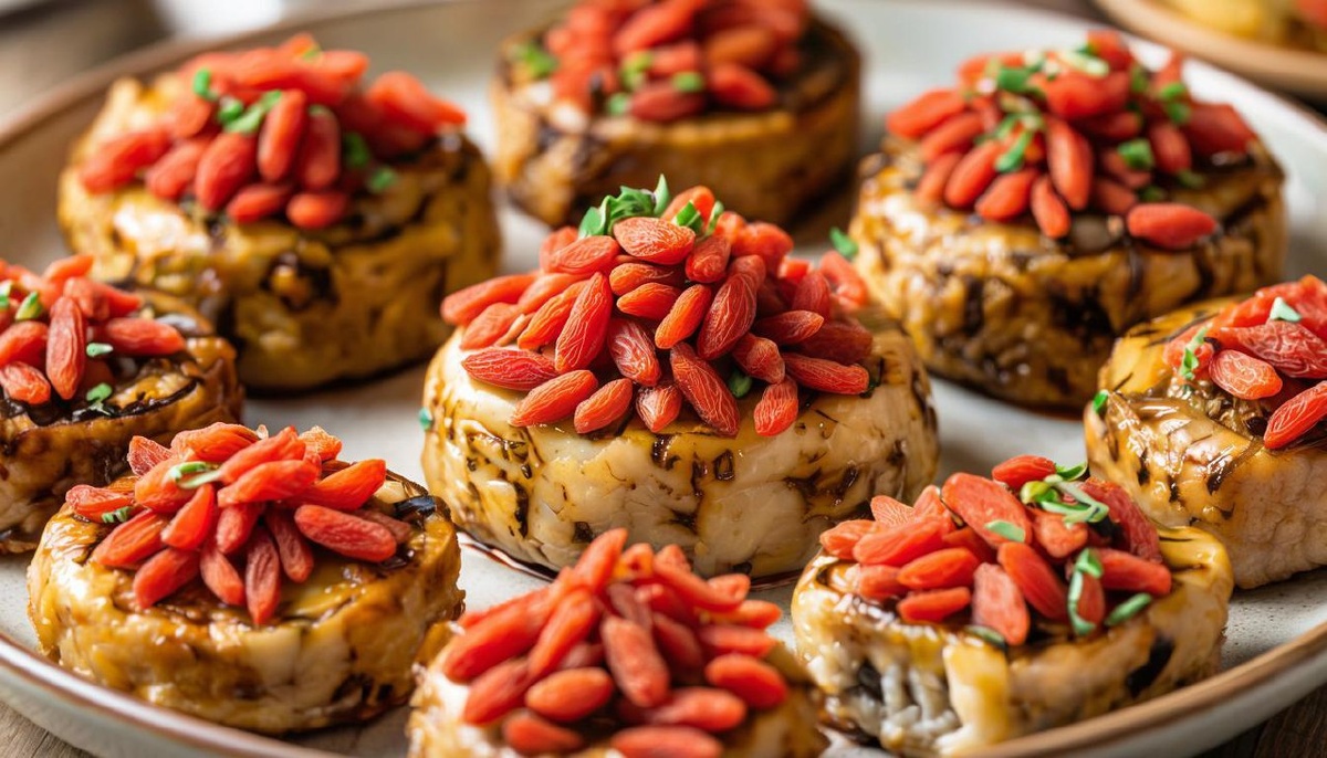 Десерт со свежими ягодами годжи