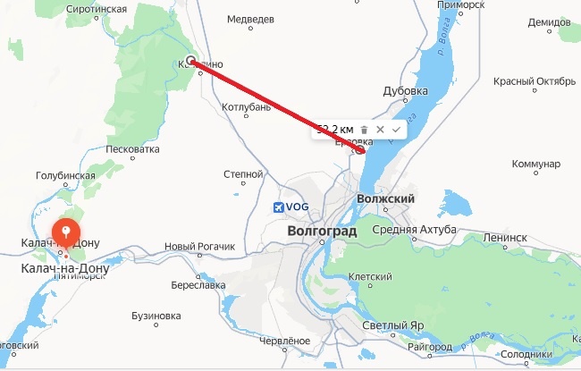Кратчайшее расстояние между Волгой и Доном 52 километра