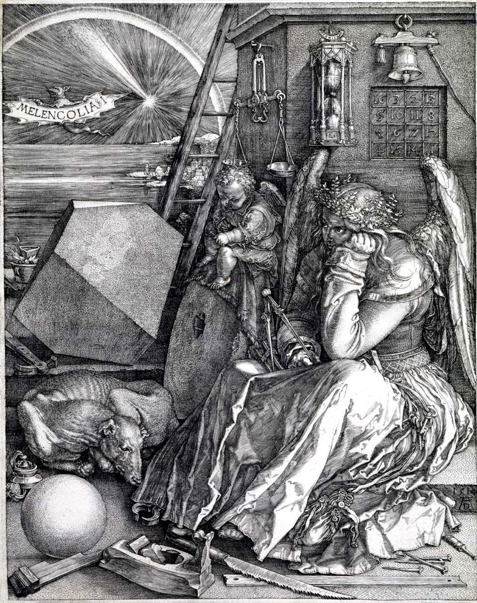 Дюрер, Альбрехт. Меланхолия. 1514 (Melencolia). Медь, резцовая гравюра. 23,9 × 18,8 см