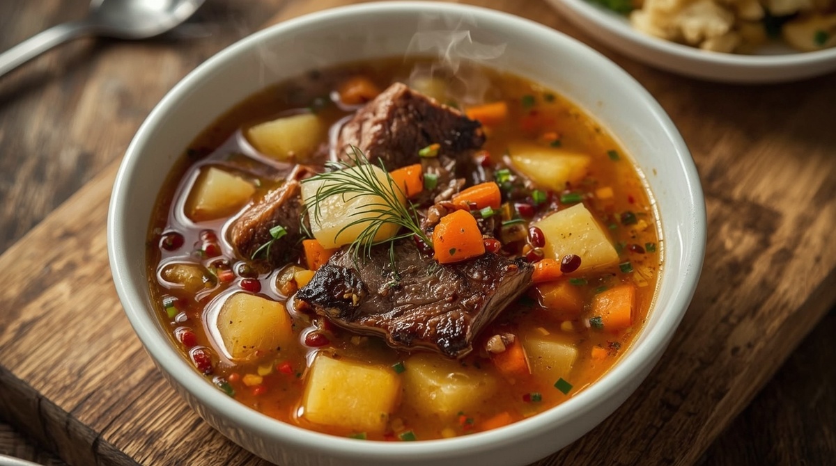 Суп с копчеными ребрышками