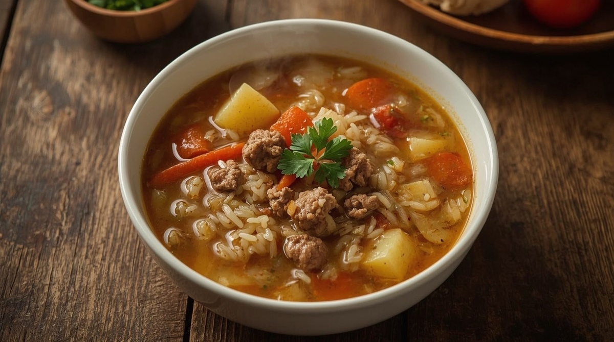 Рисовый суп с мясным фаршем