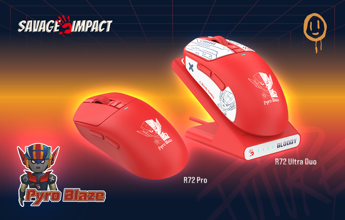 Беспроводные мыши с пламенной расцветкой станут ярким дополнением игрового пространства.