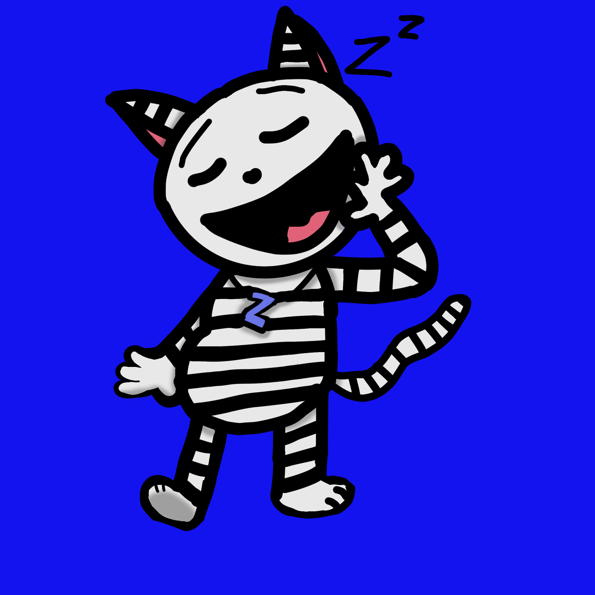 Тигрик. Ну или попытка его нарисовать. (Он типа спит и стоит, хотя больше похоже что он зевает и идёт ._.)