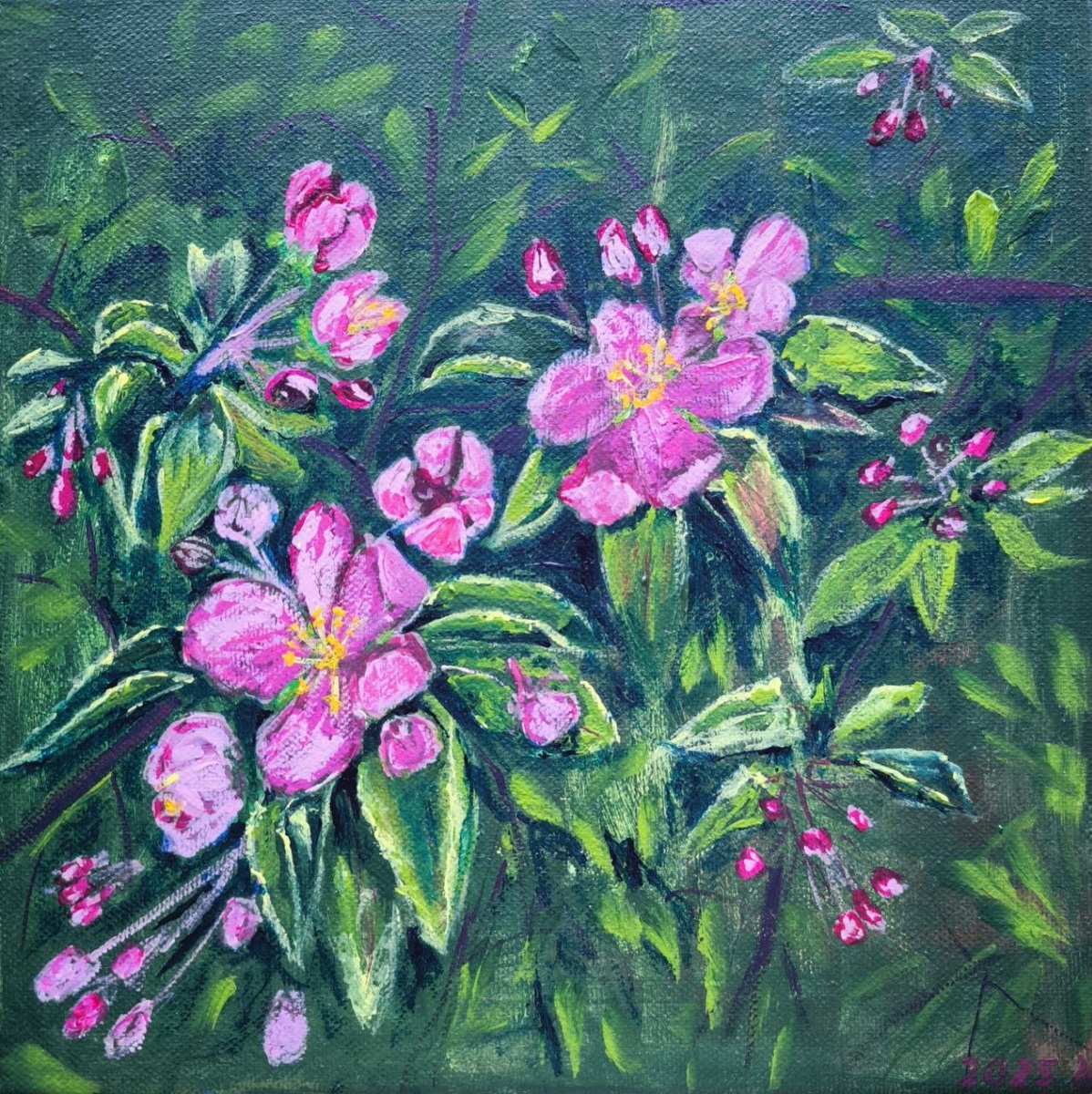 "Яблоневый цвет". Акрил. Так цвели яблони в этом году на улицах Москвы.