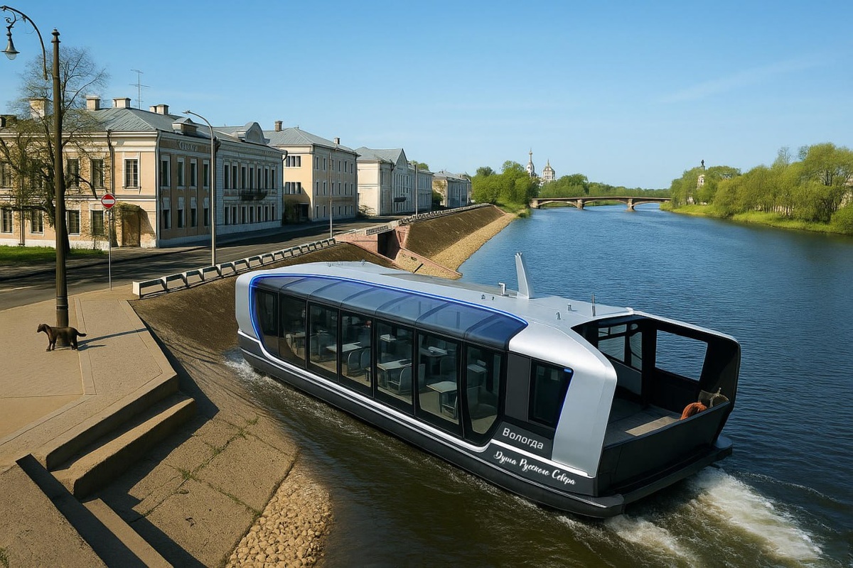 Прогулочный катер на реке Вологда