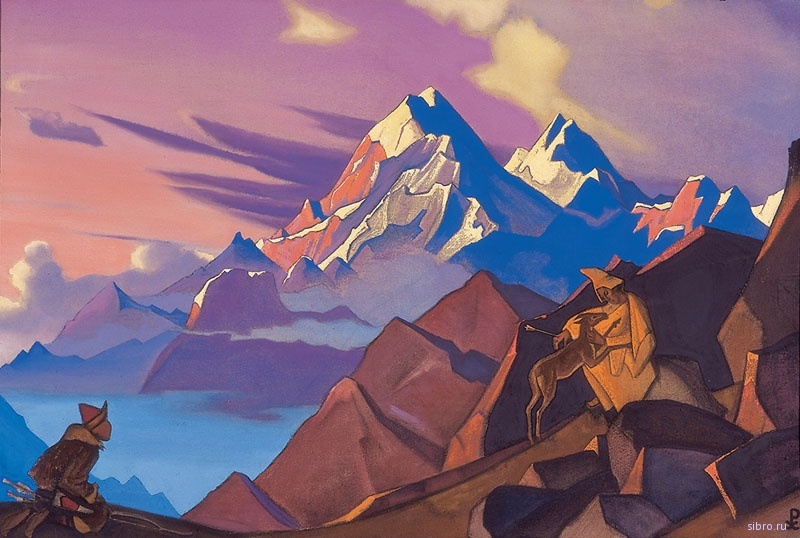 Обратили внимание? Она подставила руку под его стрелу и спасла олененка... Н.К. Рерих. СОСТРАДАНИЕ. 1936