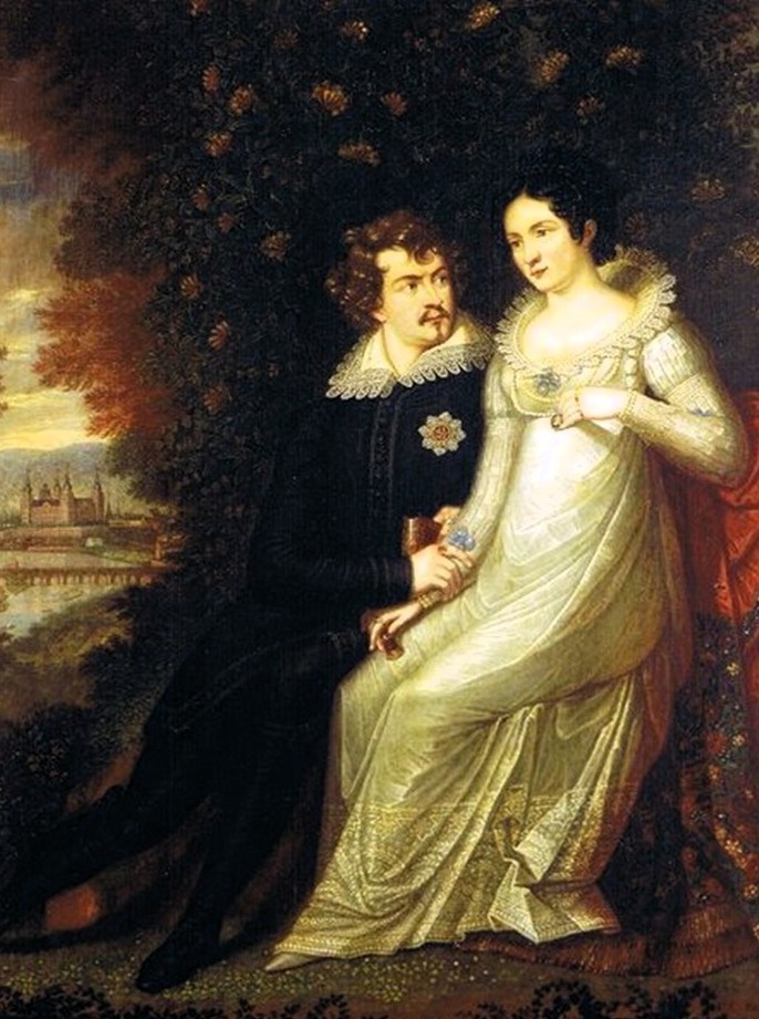 Тереза Баварская вместе с мужем, кронпринцем Людвигом I, худ. Ф. Берг, 1818 год