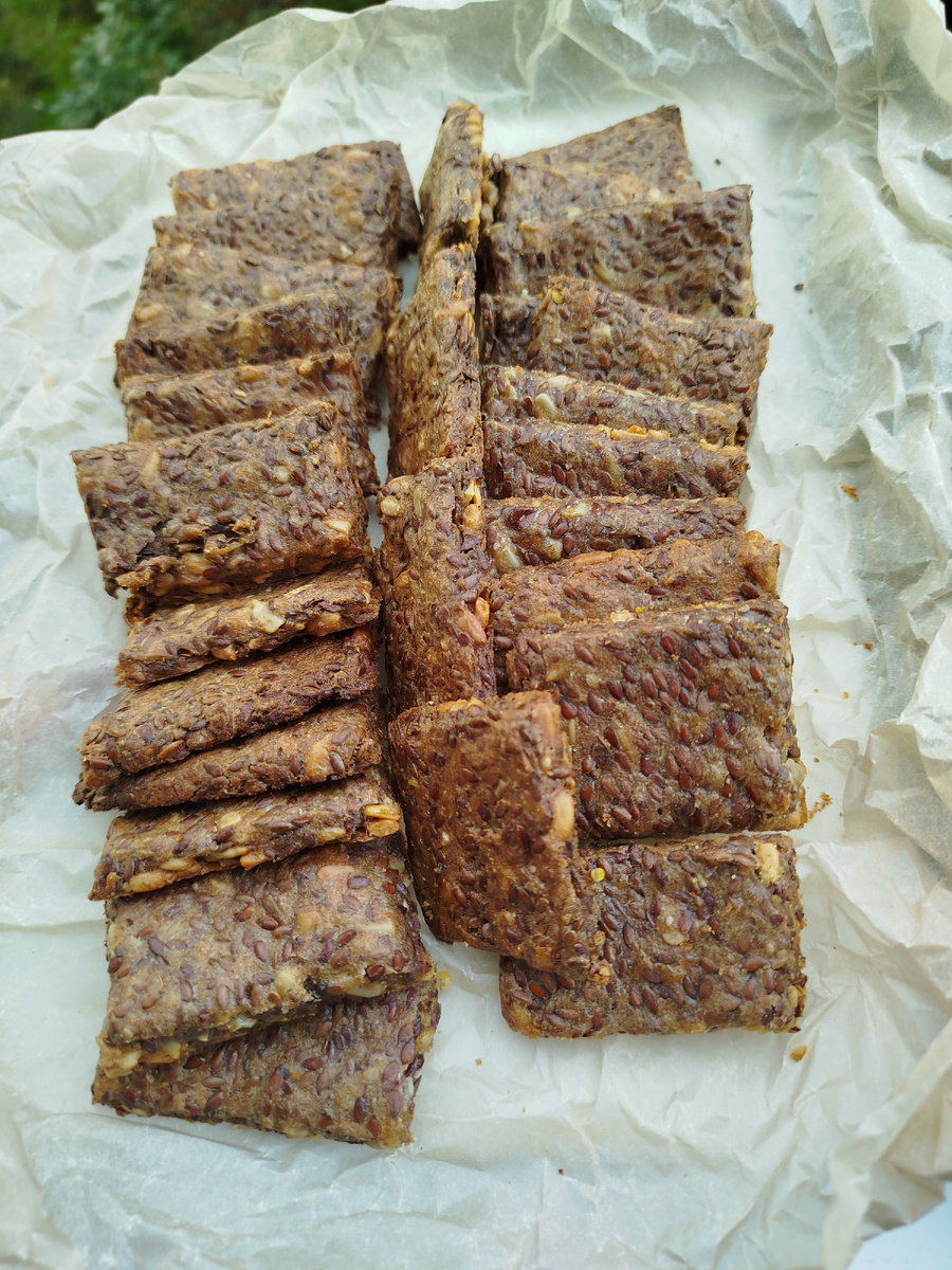 Ржаные хлебцы с семечками
• Ржаная мука - 1 стакан
• Семена льна - 0,5 стакана
• Семена подсолнечника и кунжут - 0,5 стакана
• Вода - 300 мл
• Соль - 1 ч.л. (без горки)
• Масло растительное - 40 мл (у меня оливковое)
