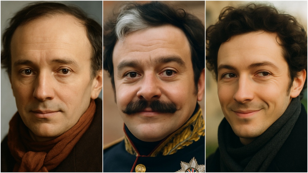 Жуковский, Денис Давыдов (в послевоенные годы), Батюшков - современная фото реконструкция