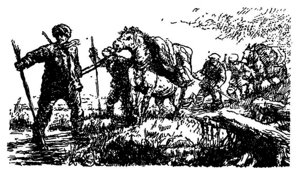 Иллюстрация художника Рудакова к рассказу И.А. Ефремова «Алмазная труба».