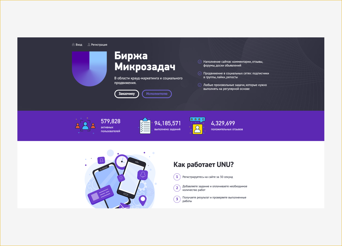 Пример сервиса для заработка на микрозадачах