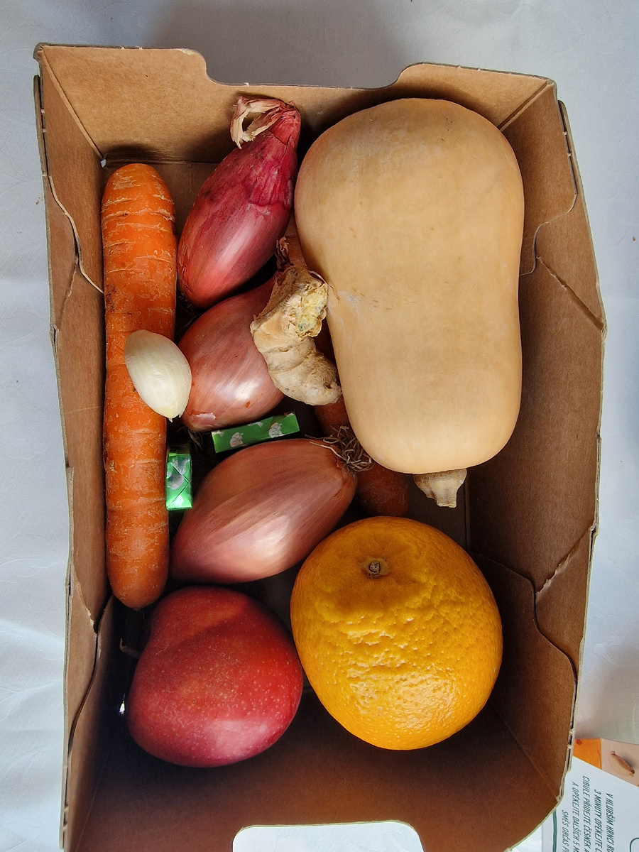 фото автора: вот такой набор мы принесли из "Альберта". Тыковка маленькая, но как раз на суп