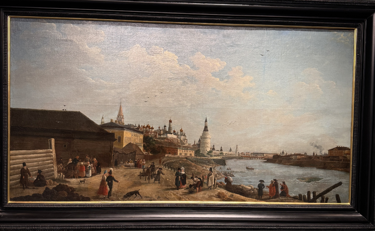 Жерар Делабарт (1730 - после 1810) Вид на Кремль от Каменного моста в Москве. 1794
Холст, масло. 75 × 141 Пост. : 1931, из Александровского дворца-музея (Царское Село) Ж-4689
