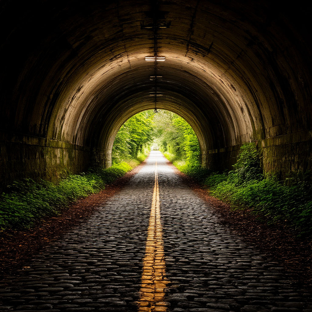 Сгенерировано с помощью ИИ. Туннель. Свет в конце туннеля.