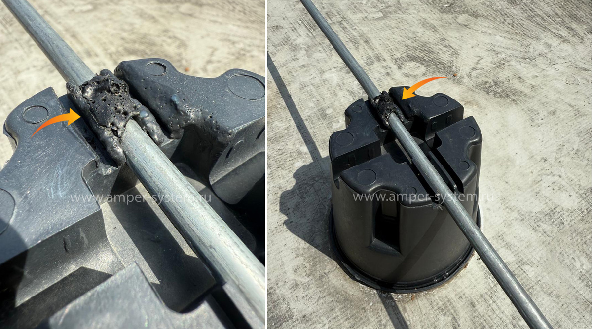 Система выдержала мощный удар молнии, оплавила пластик и ушла в землю, не повредив здание