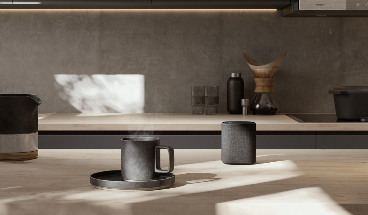Беспроводная колонка Yamaha WS-B1A в современном кухонном интерьере