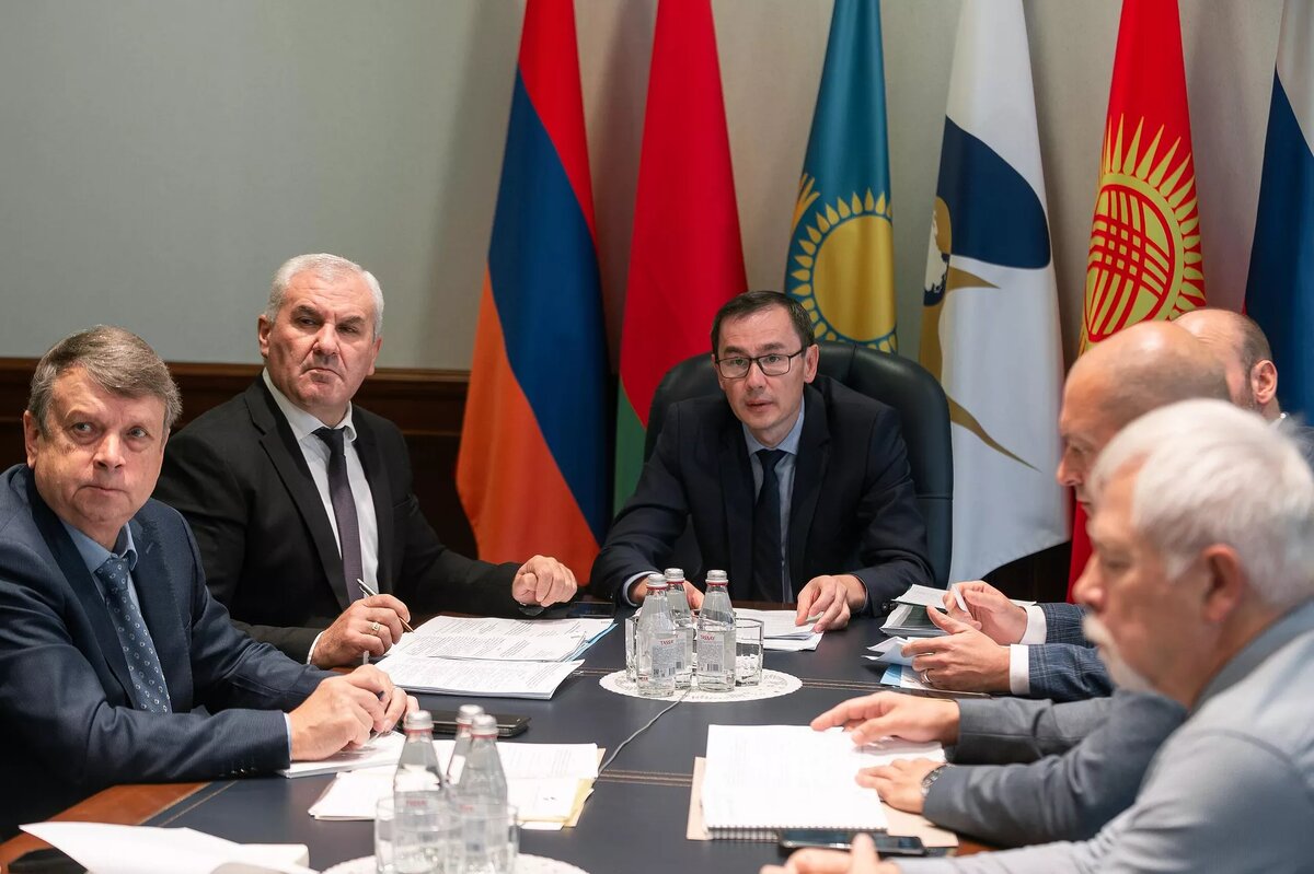 Заседание профильной рабочей группы под председательством директора Департамента транспорта и инфраструктуры ЕЭК Рустана Дженалинова © Photo : ЕЭК/Николай Журавлев