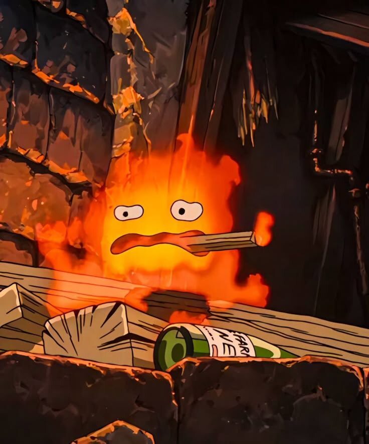 Источник : Pinterest. персонаж мультфильма Хаяо Миядзаки "Ходячий Замок" - демон Кальцефер