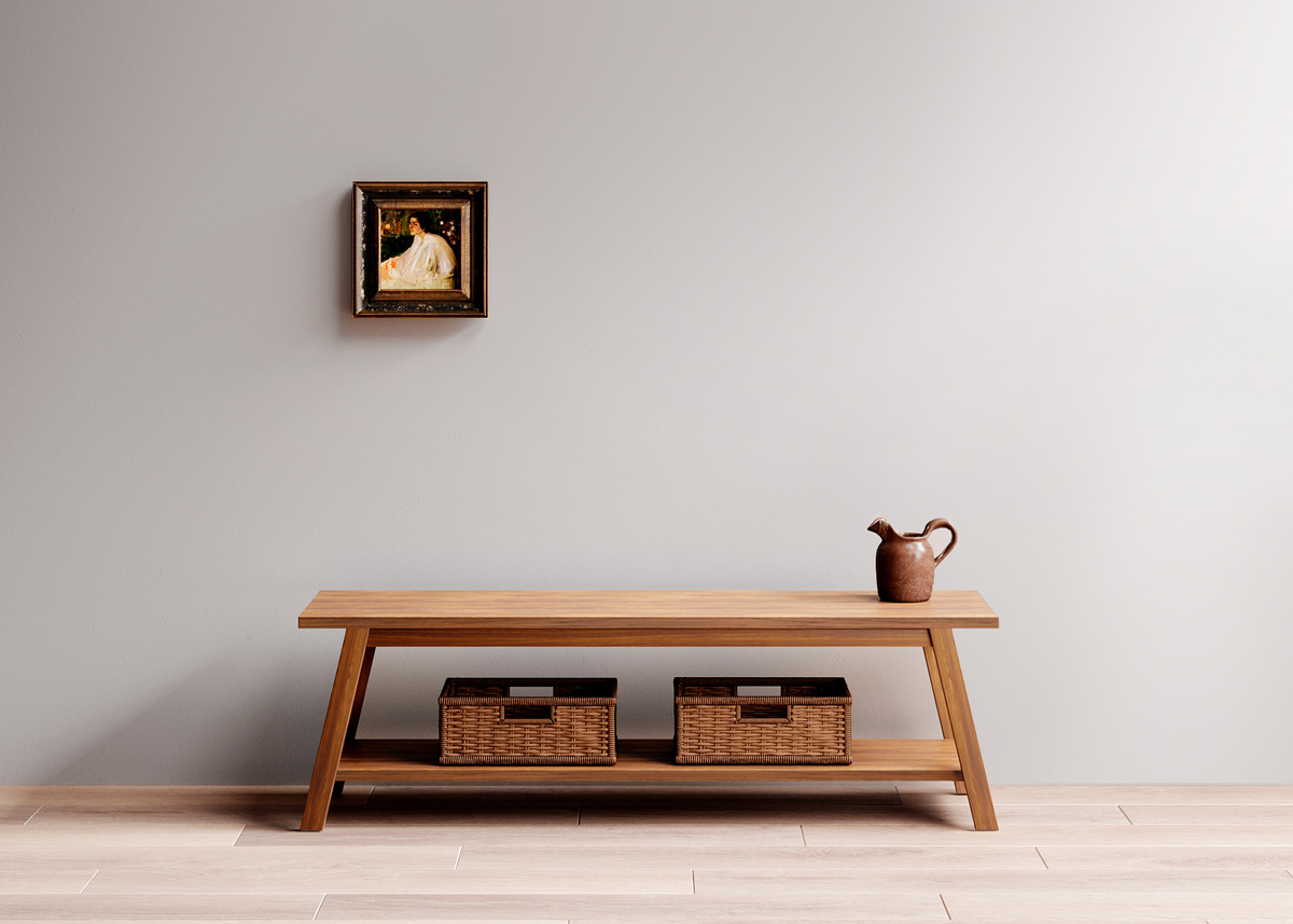 Деревянная скамья Имо в интерьере прихожей в скандинавском стиле Pecker.Moscow