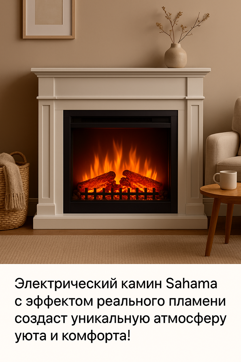    Электрический камин Sahama: создайте уют и стиль в вашем доме с реалистичным пламенем и современными функциями Kamin