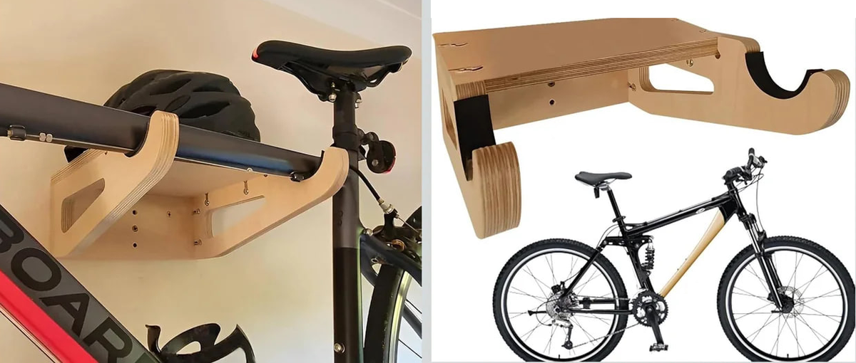 Самодельный деревянный подвес для велосипеда на стену