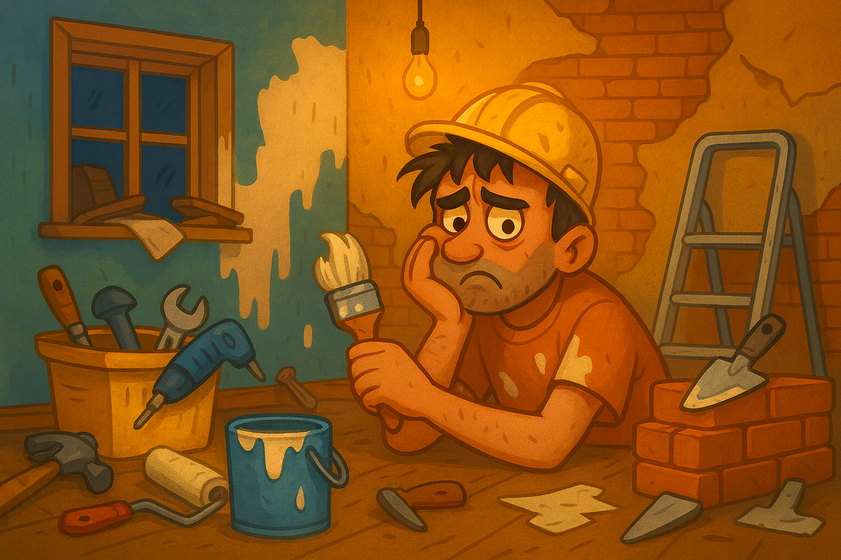 сарказм, ремонт, квартира, хаос, абсурд, юмор про жизнь, стройка