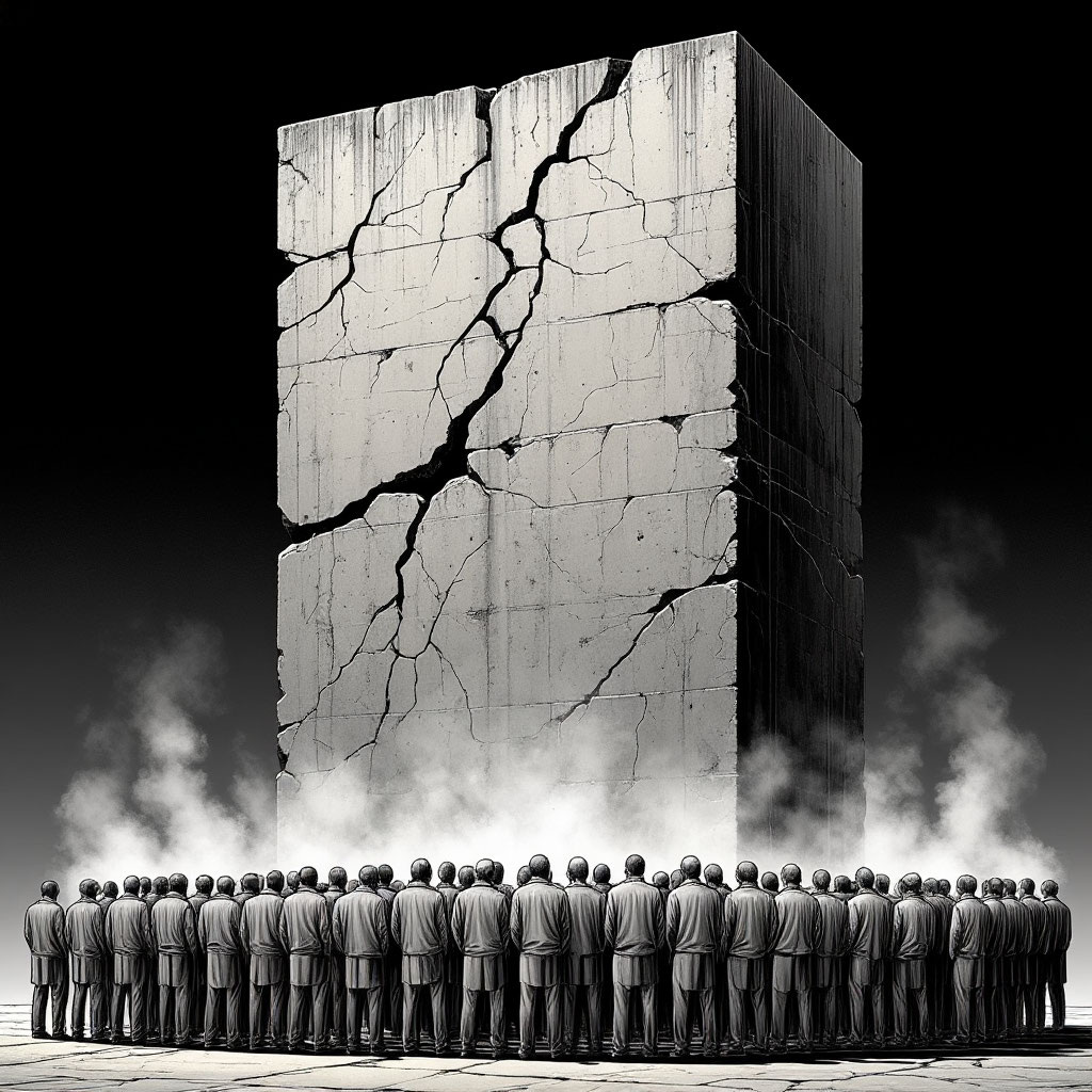 Иллюстрация "Трещины в монолите. Что скрывалось за фасадом сталинской мощи" создана сетью Шедеврум