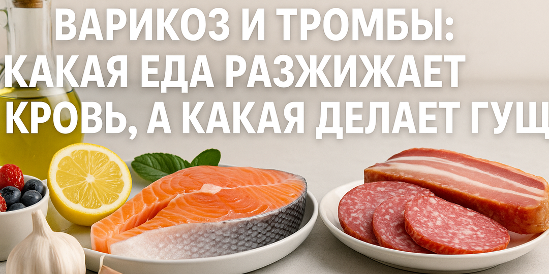 Варикоз и тромбы: какая еда разжижает кровь, а какая делает гуще?