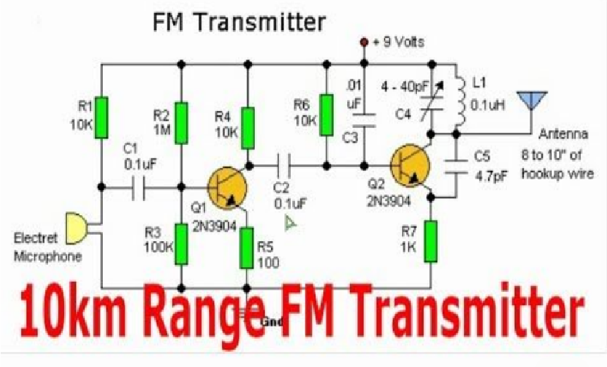 10km Range FM Transmiter with Two Transistors