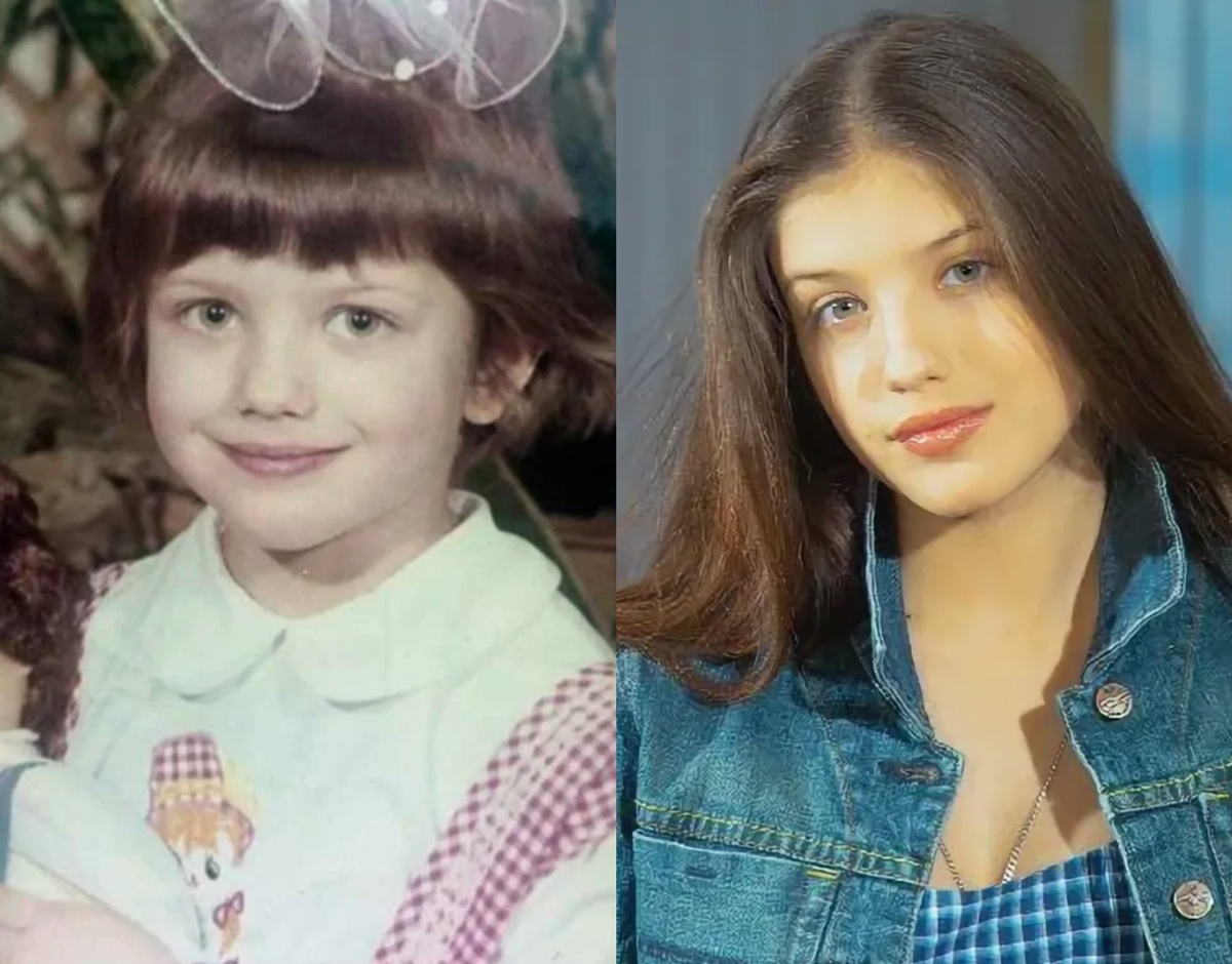 на фото Анна Чиповская в детстве, и в юности