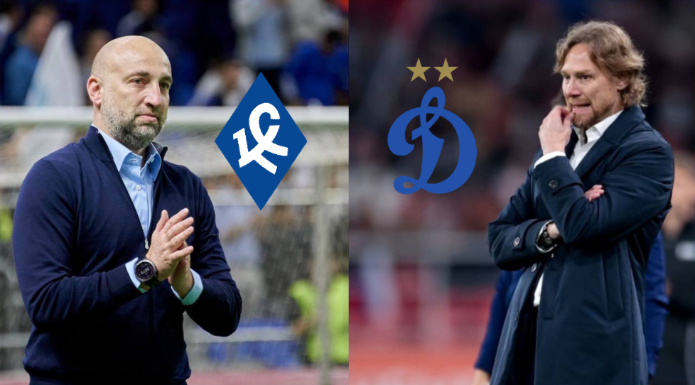 Главный тренер "Крыльев" Магомед Адиев и гланвный тренер "Динамо" Валерий Карпиин