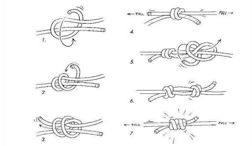 Схема вязания узла "Грейпвайн"