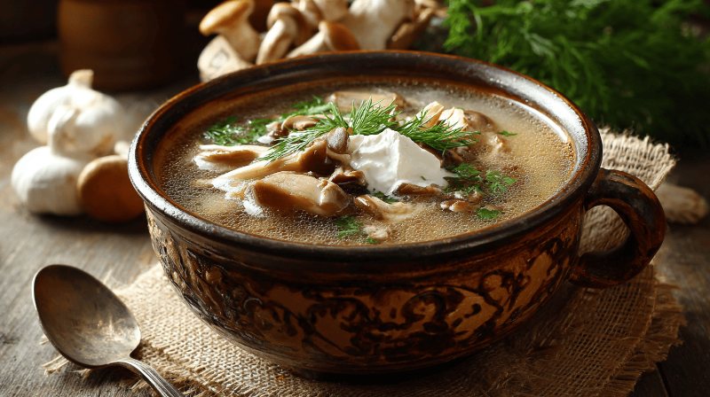 Вкусный ароматный суп из лесных грибов