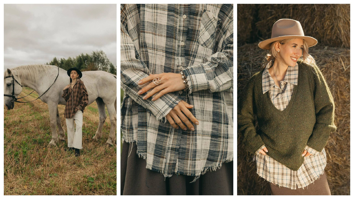 1.  Рубашка в клетку "Слоёная" 2. Льняная рубашка "Техас" 3. Рубашка в клетку "Квадро"