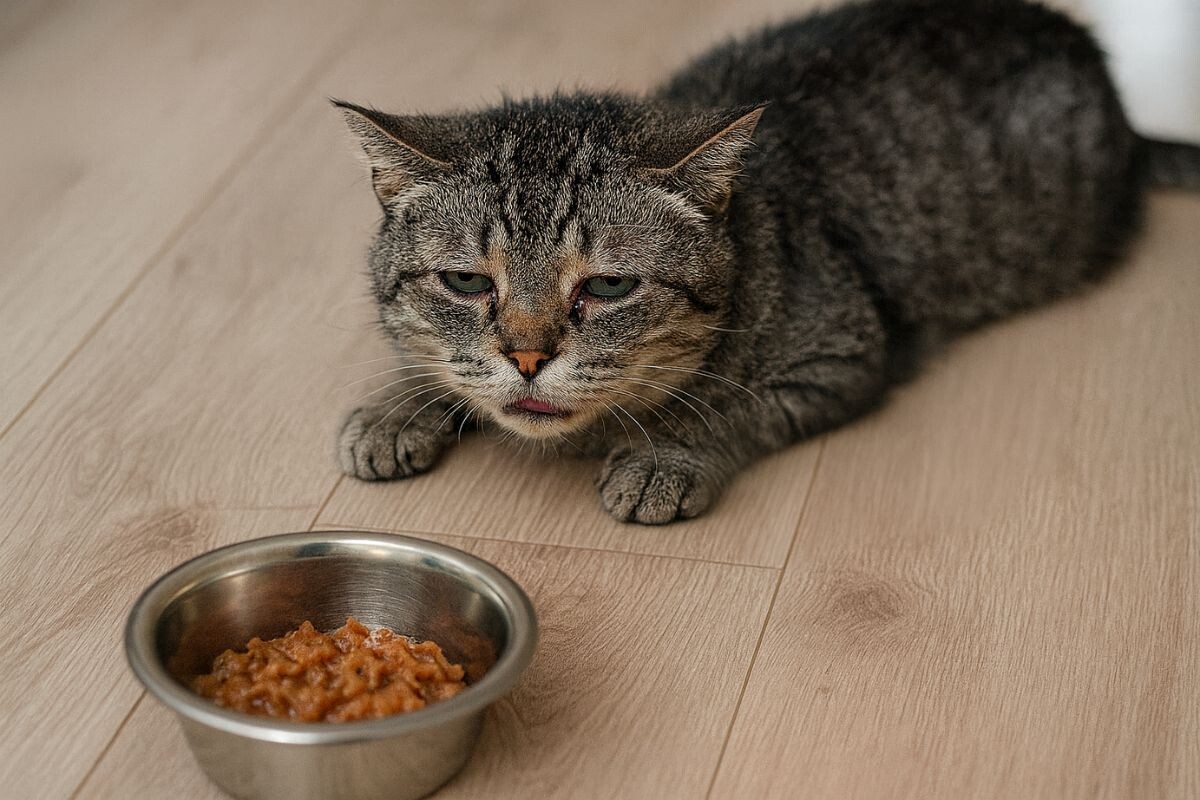 Больной котик отказывается от еды 