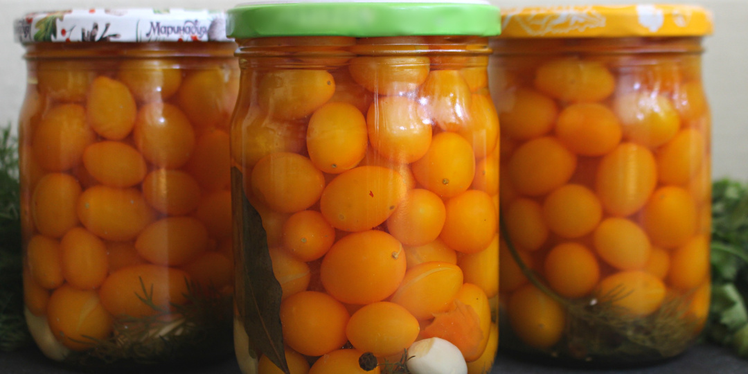 Желтые маринованные помидоры черри на зиму