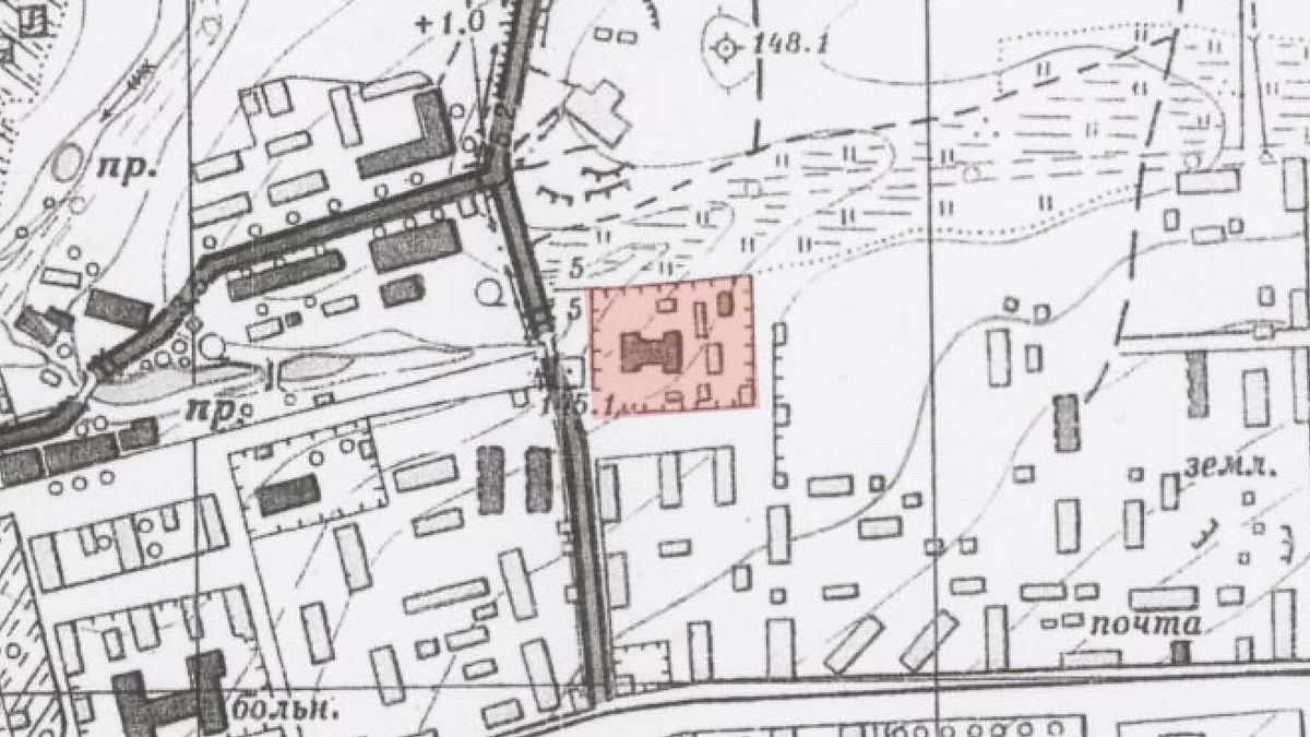 Территория колхозного рынка на карте Москвы 1943 г. 
