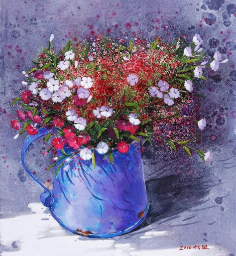 Полевые цветы (들꽃), 2010, холст, масло, 45,5х53 см. Источник изображения : svistanet.com› и vk.com›album-3267_258802489