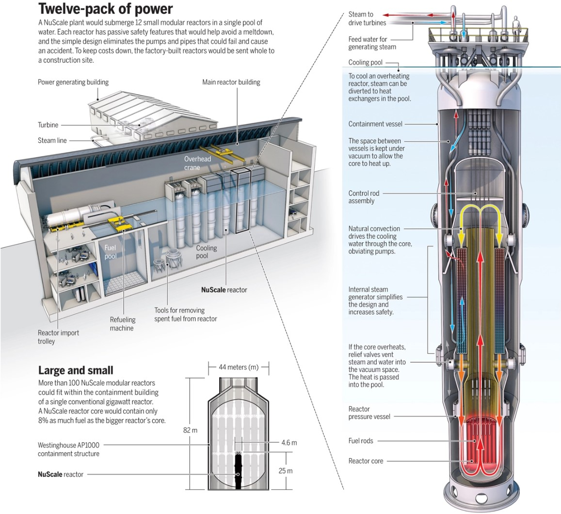 Схема малого модульного реактора NuScale, США. Источник: Science