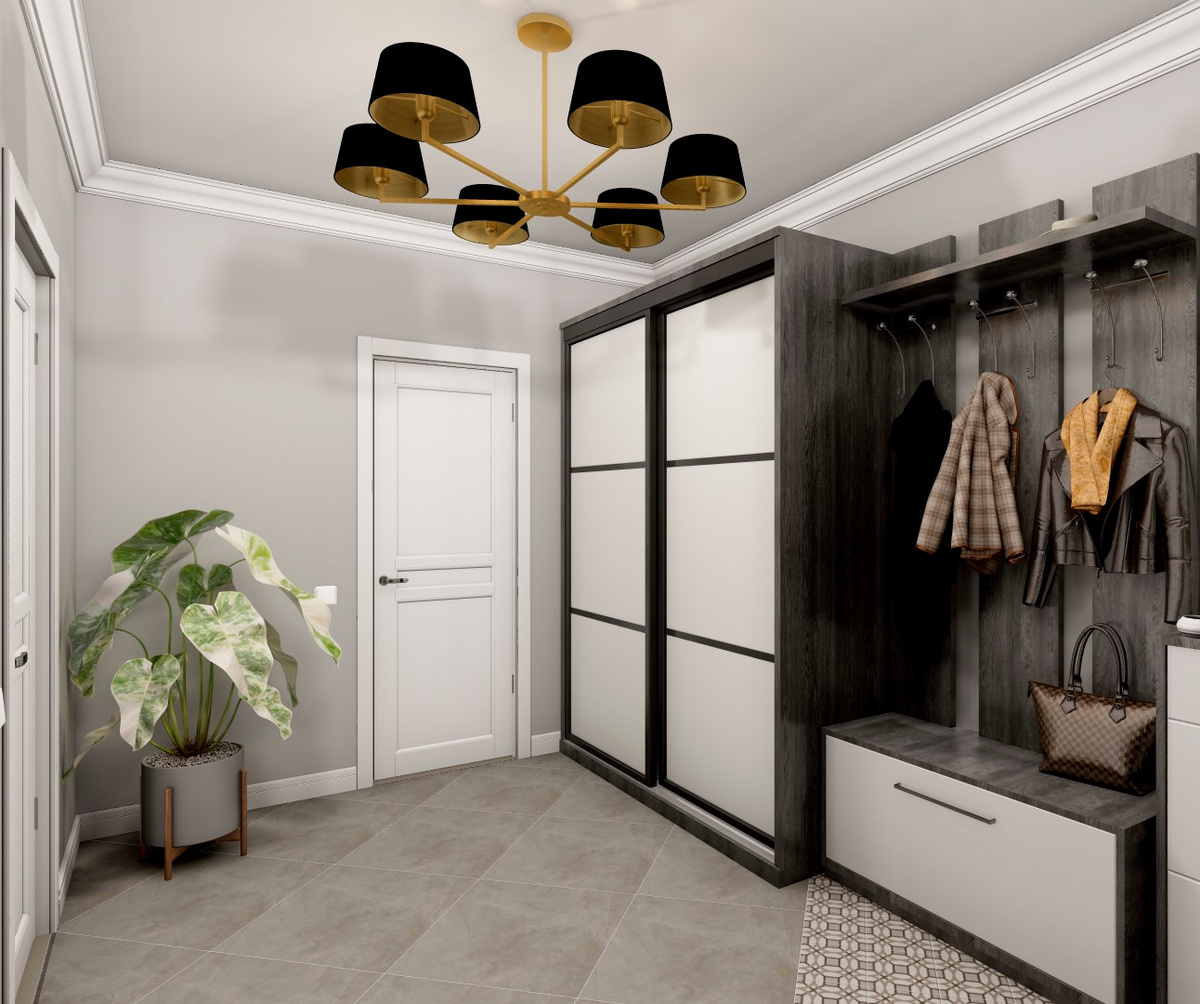 Проект прихожей. Керамогранит в интерьере от Marazzi Italy, коллекция D Signi и Mirage, коллекция Jewels