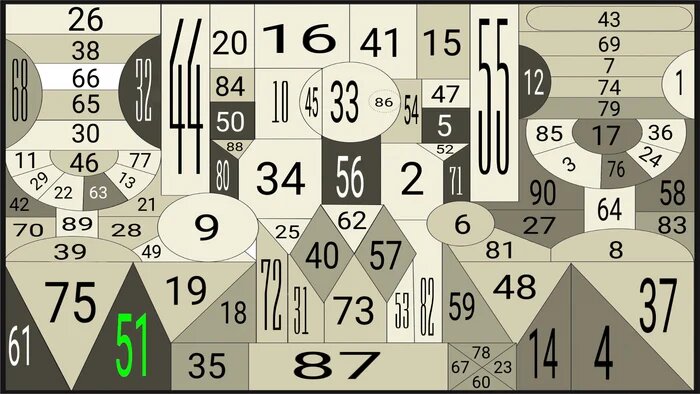 Найдите все числа от 1 до 90