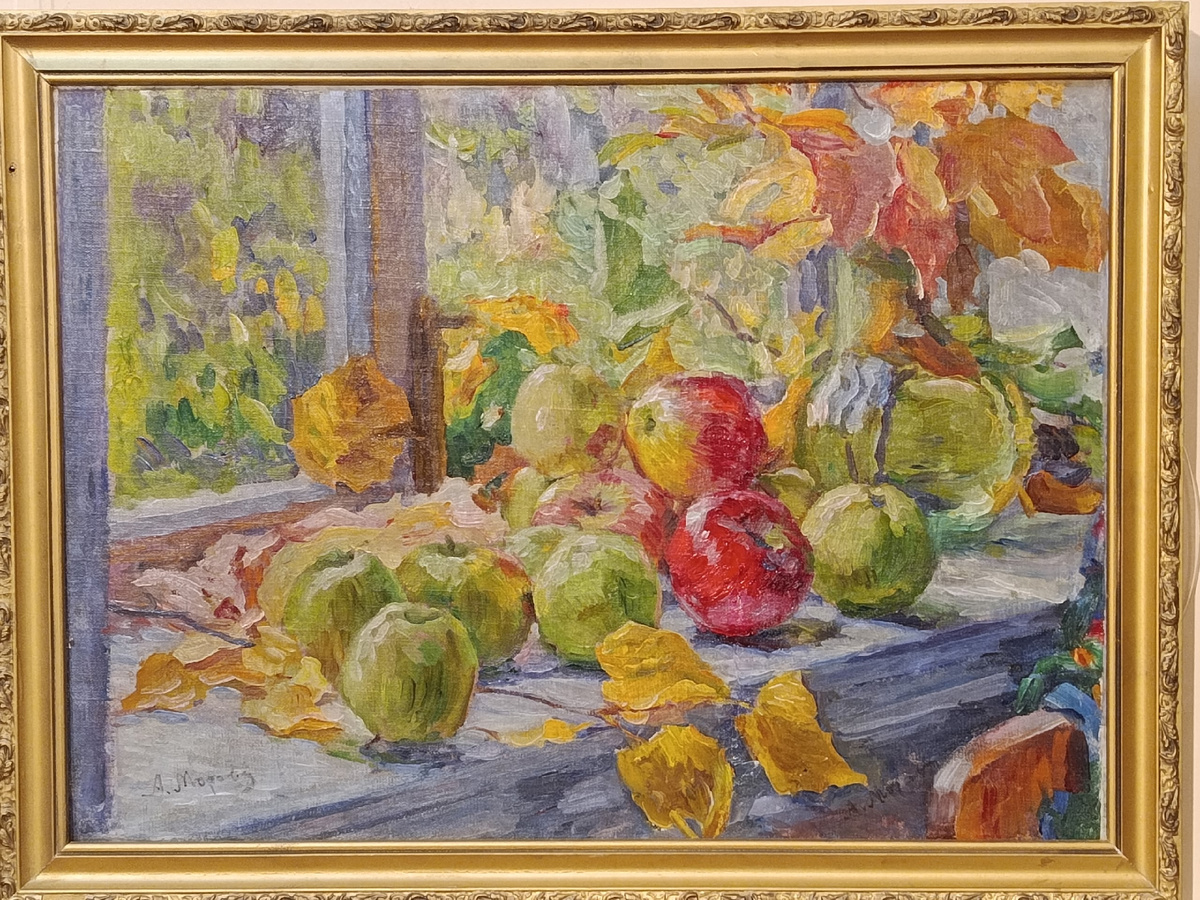 Александр Моравов. Гарусово. Яблоки на подоконнике. Этюд 1916 (?)