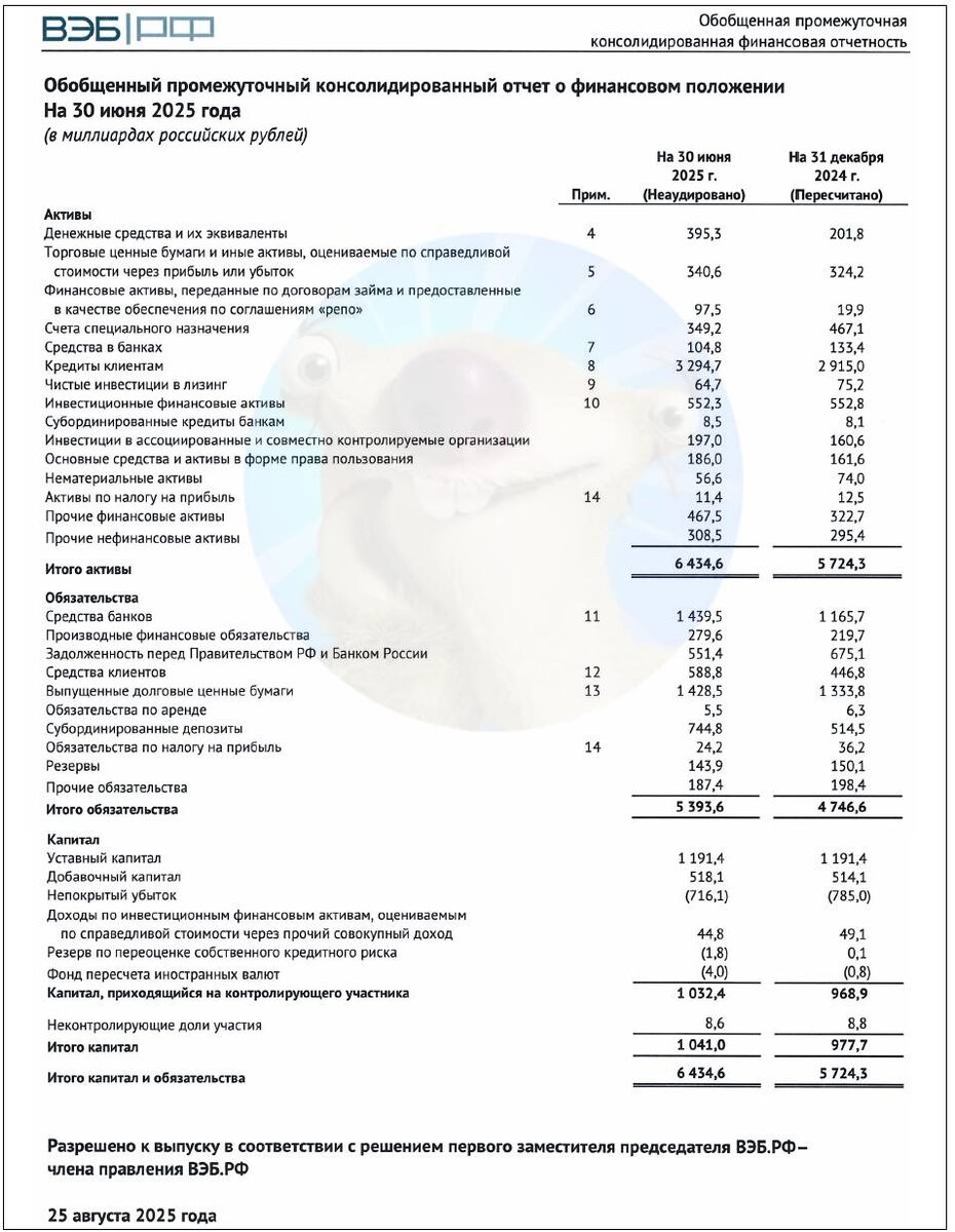 Источник: отчет ВЭБ.РФ по МСФО за 6 мес. 2025 г.