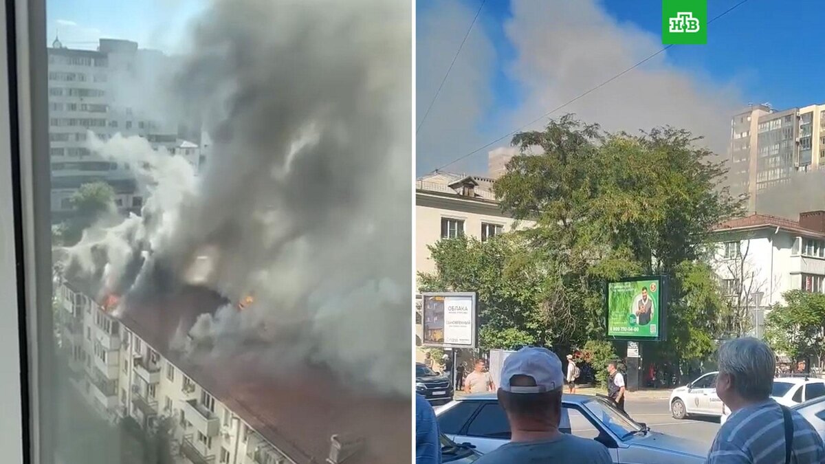    В Новороссийске многоэтажка загорелась после атаки беспилотников