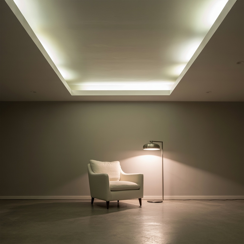 Образцы различных цветов и фактур натяжных потолков в шоуруме компании