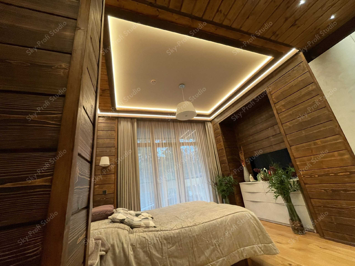 Крупный план текстуры тканевого натяжного потолка, демонстрирующий качество материала