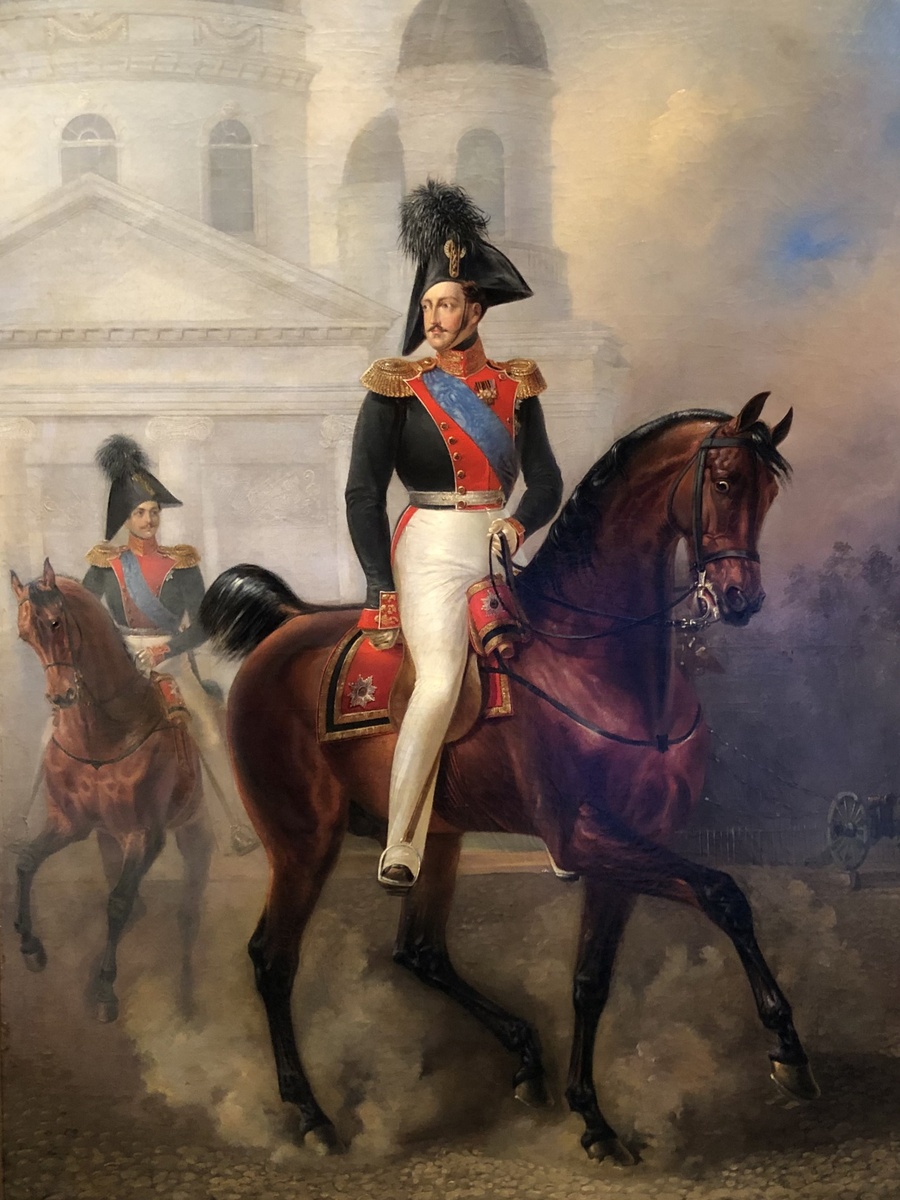 Портрет Николая I с цесаревичем Александром Николаевичем кисти Александра Швабе.